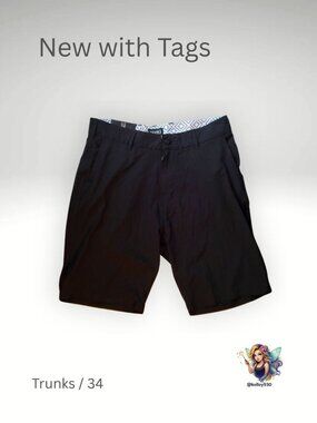 Trunks Multi Function Shorts Men's Size 34 Black Stretch Quick Dry NWT